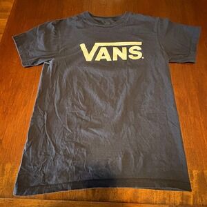Vans Classic Logo T Shirt Black Gold Skateboard Streetwear Tee Small